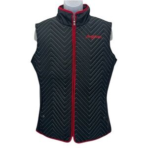 Barrett-Jackson Women’s XL Black Red Quilted Zip Vest Snap Pockets